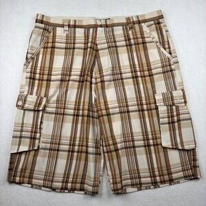 Knockout Jeans Mens Cargo Shorts 44 Plaid Relaxed Fit Side Pockets Skater